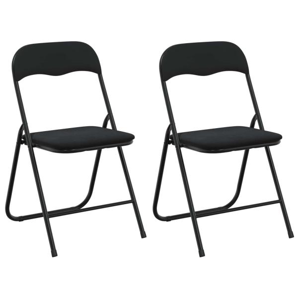 Klappstuhl 2 stk. Samt Schwarz 48 x 44 x 78 cm