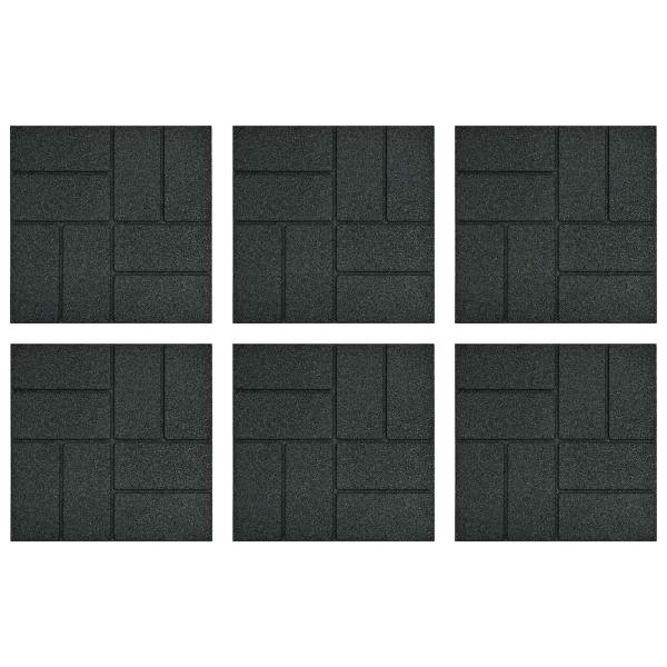 Gehwegstein 6 stk. Schwarz 40,5 x 40,5 x 2 cm Gummi