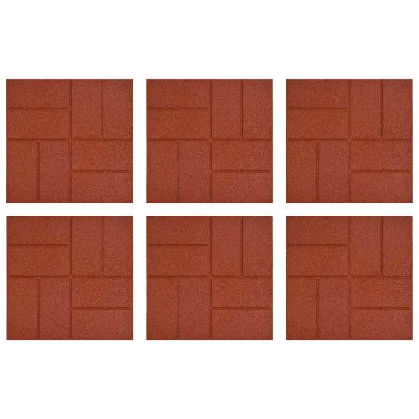 Gehwegstein 6 stk. Rot 40,5 x 40,5 x 2 cm Gummi