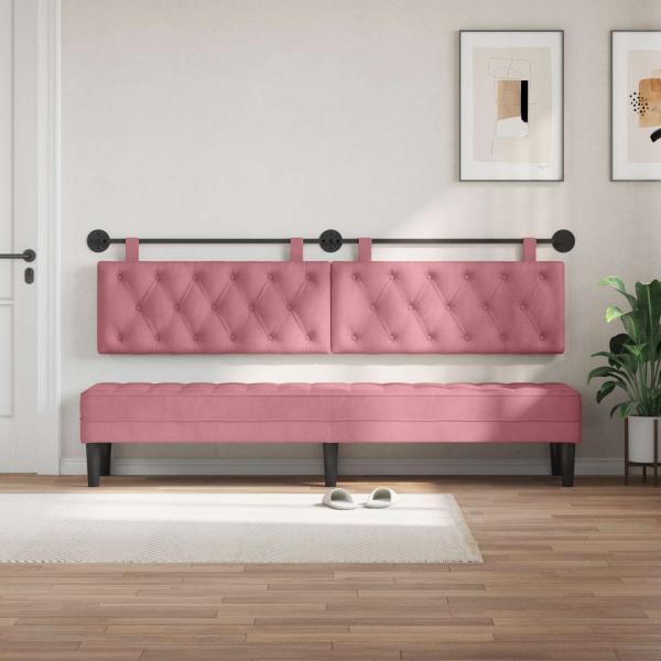 Hängendes Kopfteil Mit LED Licht Rosa Samt