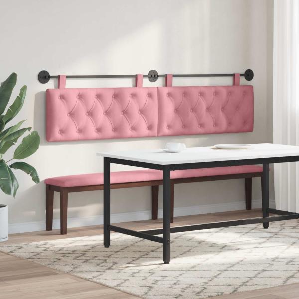 Hängendes Kopfteil Mit LED Licht Rosa Samt