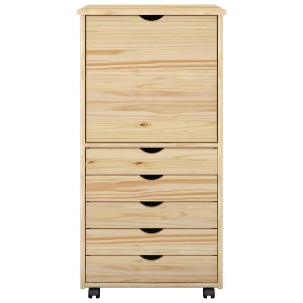 Rollschrank 53 x 39 x 103 cm Massivholz Kiefer Braun