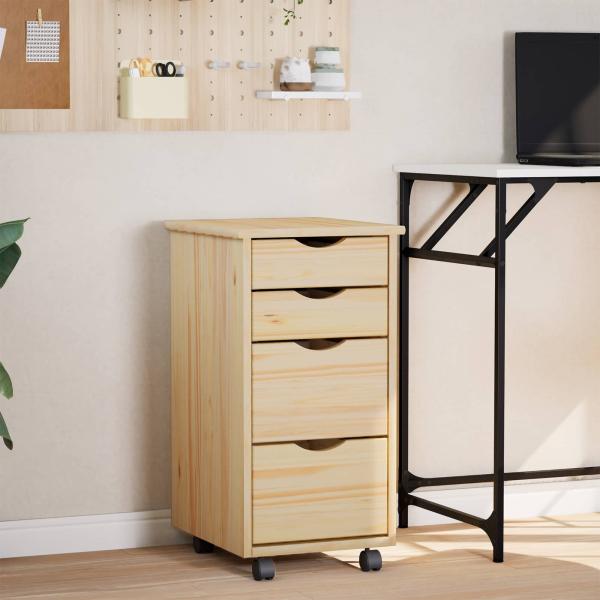 ARDEBO.de - Rollwagen mit Schreibtisch MOSS 34 x 39 x 65,5 cm Klarlack