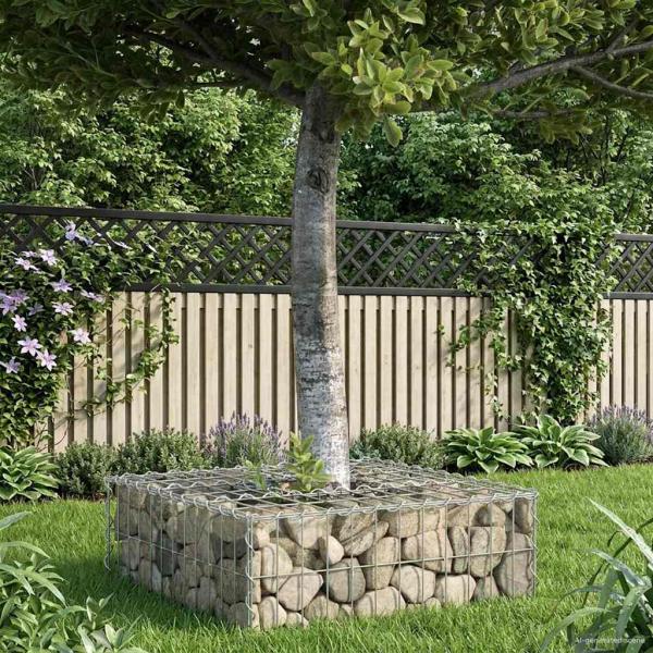 ARDEBO.de - Gabionen Hochbeet 60 x 60 x 20 cm Verzinkter Stahl Silber