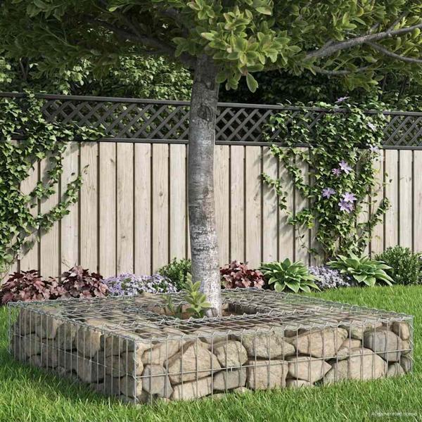 ARDEBO.de - Gabionen Hochbeet 100 x 100 x 20 cm Verzinkter Stahl Silber