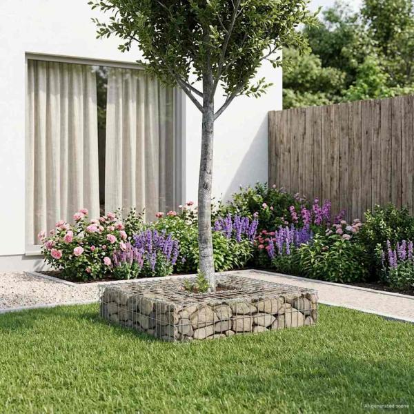 Gabionen Hochbeet 100 x 100 x 20 cm Verzinkter Stahl Silber