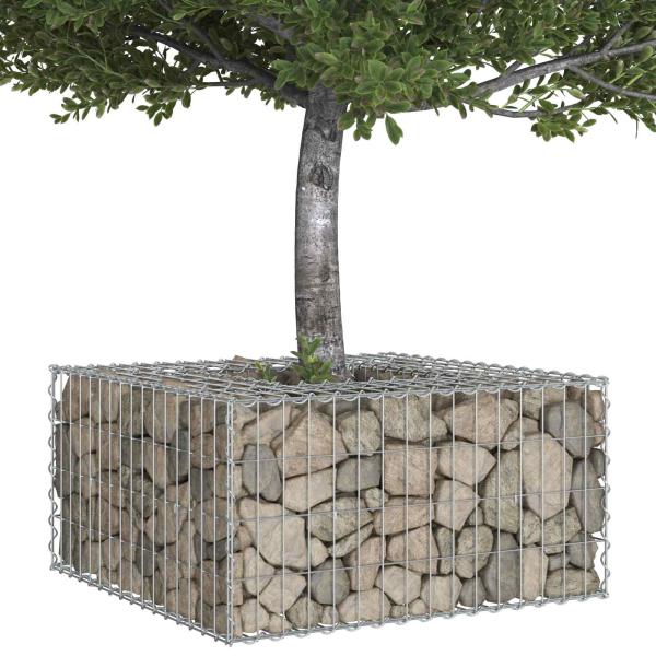 Gabionen Hochbeet 80 x 80 x 40 cm Verzinkter Stahl Silber