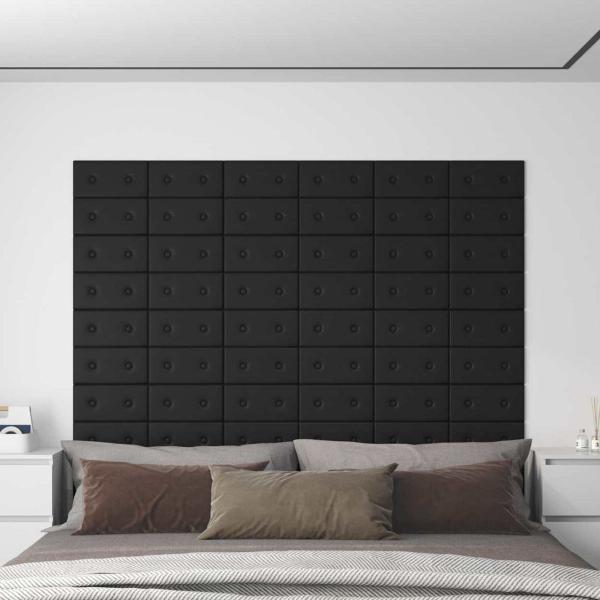 ARDEBO.de - Wandkopfteilen 12 Stk. Schwarz Kunstleder