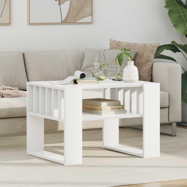 ARDEBO.de - Couchtisch Weiß 66 x 49,5 x 45 cm Holzwerkstoff