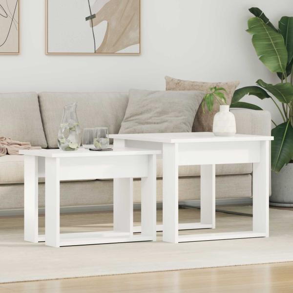 ARDEBO.de - Kaffeetisch Set 2 stk. Weiß 50 x 52 x 42 cm Holzwerkstoff