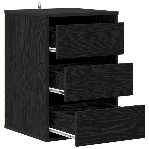 Schubladenschrank 3-Schublade Schwarz Eichen-Optik