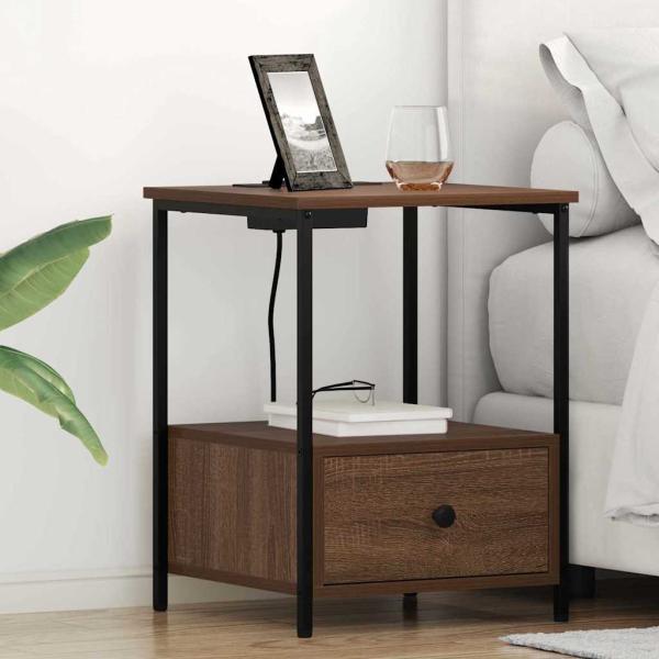 ARDEBO.de - Nachttisch 2 stk. Braun Eichen-Optik 42 x 41 x 56 cm