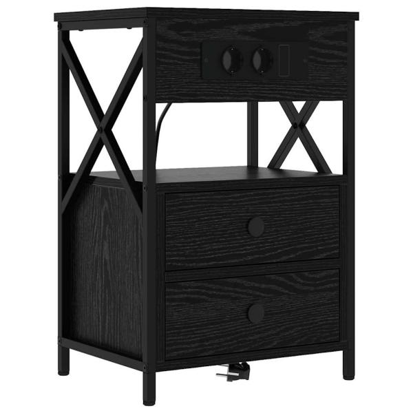 Nachttisch 2 stk. Schwarz Eichen-Optik 40 x 31 x 60 cm