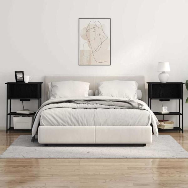 Nachttisch Schwarz Eichen-Optik 55 x 31 x 76 cm Holzwerkstoff