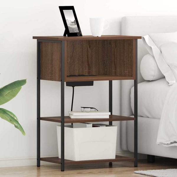 ARDEBO.de - Nachttisch Braun Eichen-Optik 55 x 31 x 76 cm Holzwerkstoff