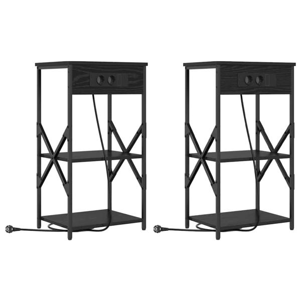 Nachttisch 2 stk. Schwarz Eichen-Optik 41 x 31 x 76 cm