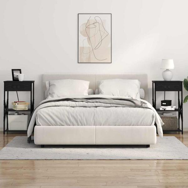 Nachttisch 2 stk. Schwarz Eichen-Optik 41 x 31 x 76 cm