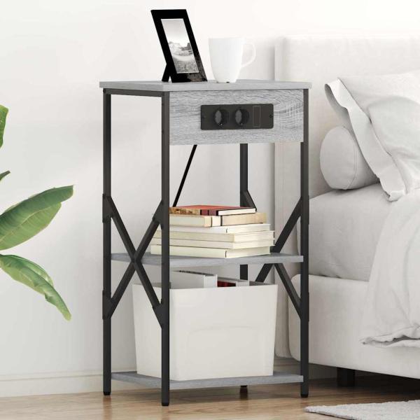 ARDEBO.de - Nachttisch Graues Sonoma 41 x 31 x 76 cm Holzwerkstoff