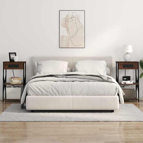 Nachttisch mit Regal 2 stk. Braun Eichen-Optik 41 x 31 x 76 cm