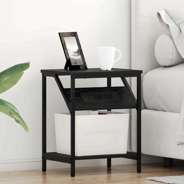 ARDEBO.de - Nachttisch 2 stk. Schwarz Eichen-Optik 38 x 30 x 48 cm