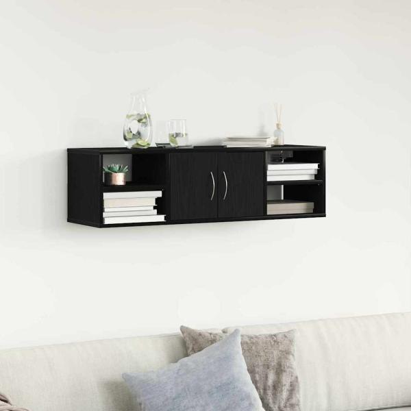 ARDEBO.de - Wandregal Wandhalterung Schwarz Eichen-Optik 102 x 30 x 29 cm