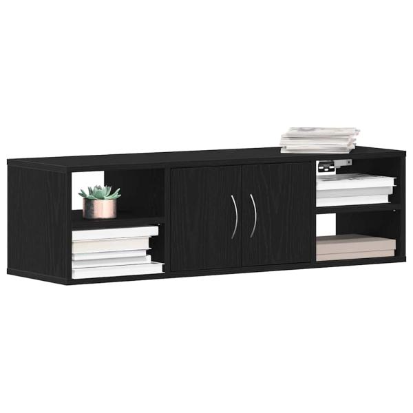 Wandregal Wandhalterung Schwarz Eichen-Optik 102 x 30 x 29 cm