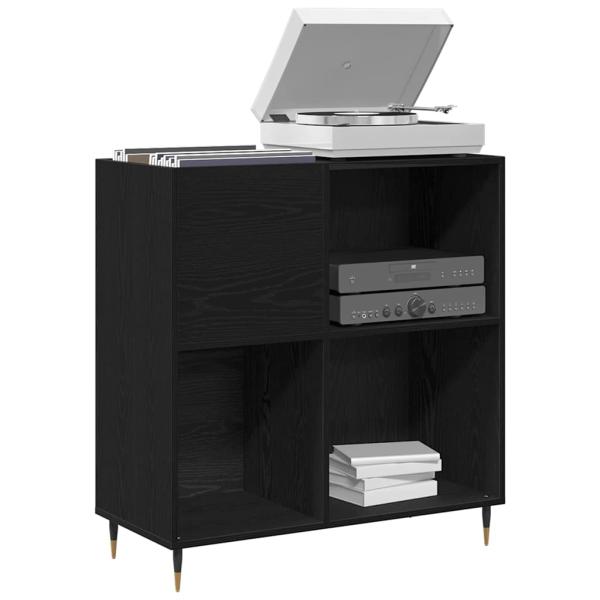 Schallplattenschrank Schwarz Eichen-Optik 85 x 38 x 89 cm