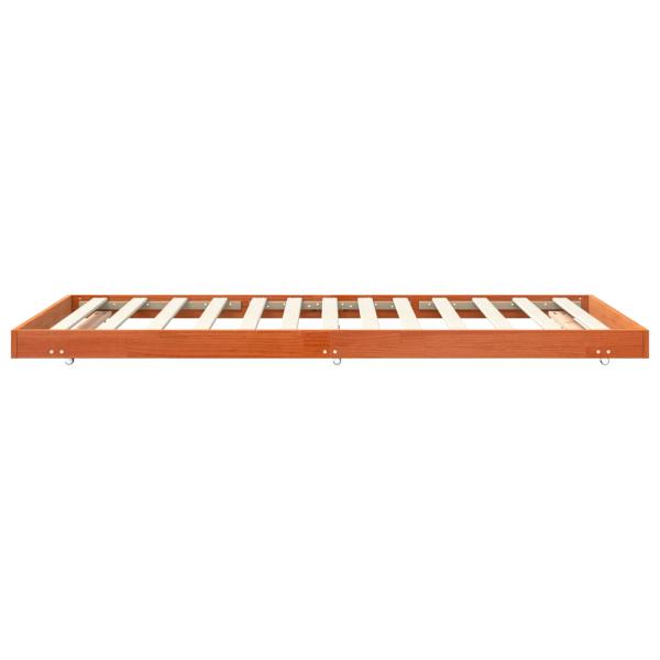 Bettrahmen Mit Rad Wachsbraun 70 x 190 cm Massives Kiefernholz