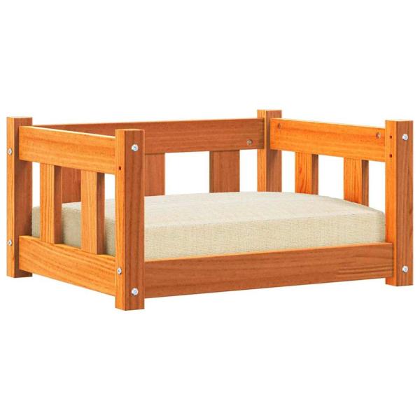 Hundebett 55 x 45 x 28 cm Massives Kiefernholz Wachsbraun