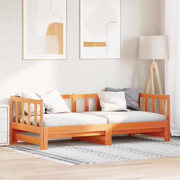 Ausziehbares Tagesbett Wachsbraun 203,5 x 164 x 66 cm