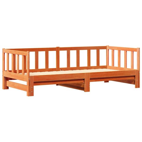 Ausziehbares Tagesbett Wachsbraun 203,5 x 164 x 66 cm