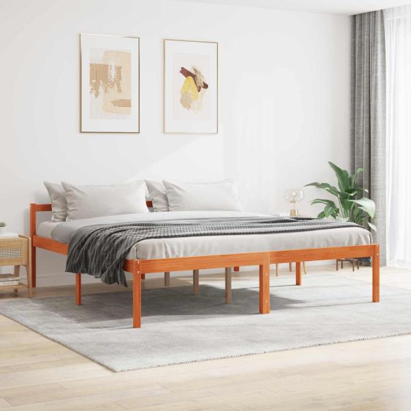 ARDEBO.de - Bettrahmen Wachsbraun 180 x 200 cm Massives Kiefernholz