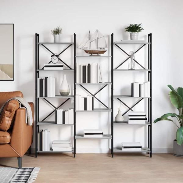 ARDEBO.de - Bücherregal 156 x 25 x 167 cm Holzwerkstoff Grau Sonoma