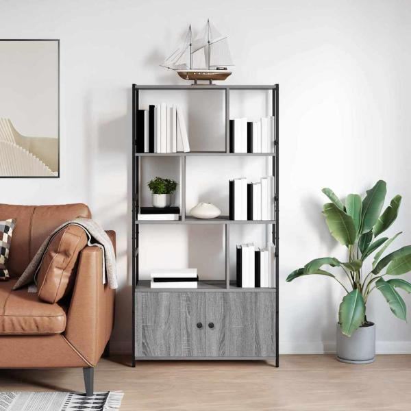 ARDEBO.de - Bücherregal 80 x 30 x 155,5 cm Holzwerkstoff Grau Sonoma