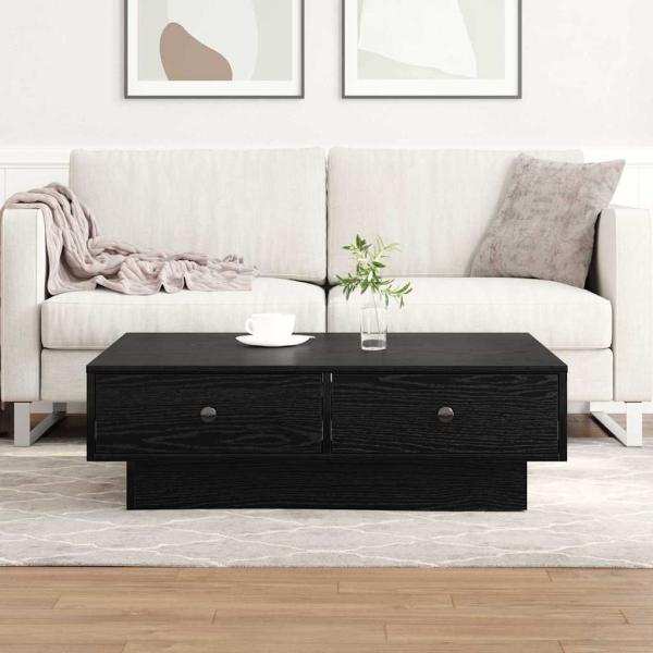 ARDEBO.de - Couchtisch Schwarz Eichen-Optik 90 x 90 x 28 cm Holzwerkstoff