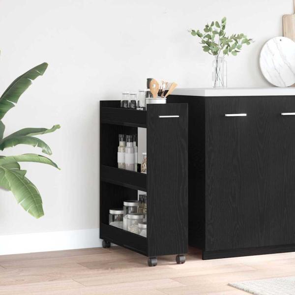 ARDEBO.de - Schrank Mit Rad Schwarz Eichen-Optik 60 x 22 x 79 cm