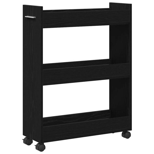 Schrank Mit Rad Schwarz Eichen-Optik 60 x 22 x 79 cm