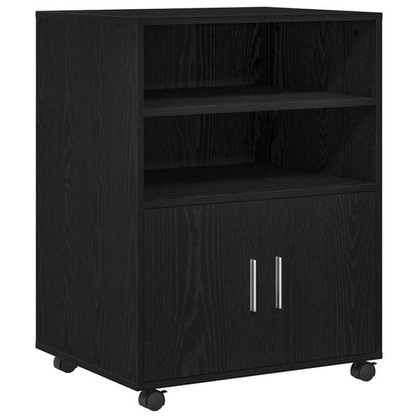Schrank Schwarz Eichen-Optik 60 x 48 x 74,5 cm Mit Rädern