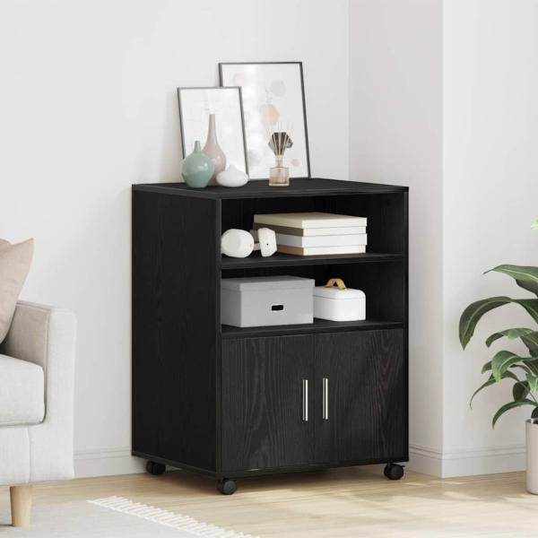 Schrank Schwarz Eichen-Optik 60 x 48 x 74,5 cm Mit Rädern