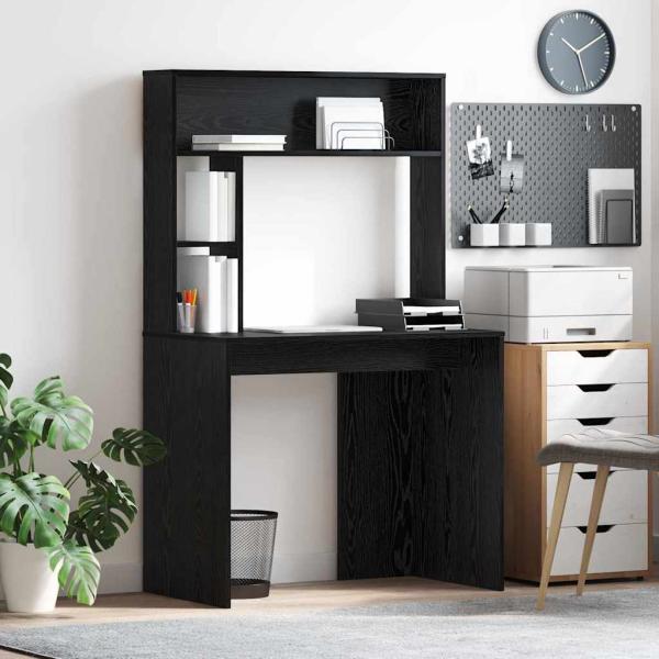 ARDEBO.de - Schreibtisch Schwarz Eichen-Optik 91 x 50 x 149 cm
