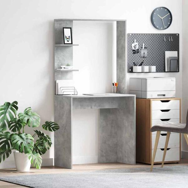 ARDEBO.de - Schreibtisch Beton Grau Holzwerkstoff 78,5 x 37 x 154,5 cm