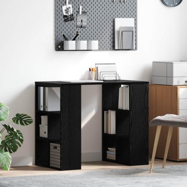 ARDEBO.de - Schreibtisch Schwarz Eichen-Optik Holzwerkstoff 90 x 50 x 75 cm