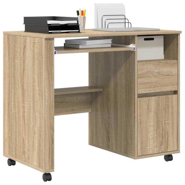 Tisch mit Rädern Sonoma-Eiche Holzwerkstoff 91 x 50 x 77 cm