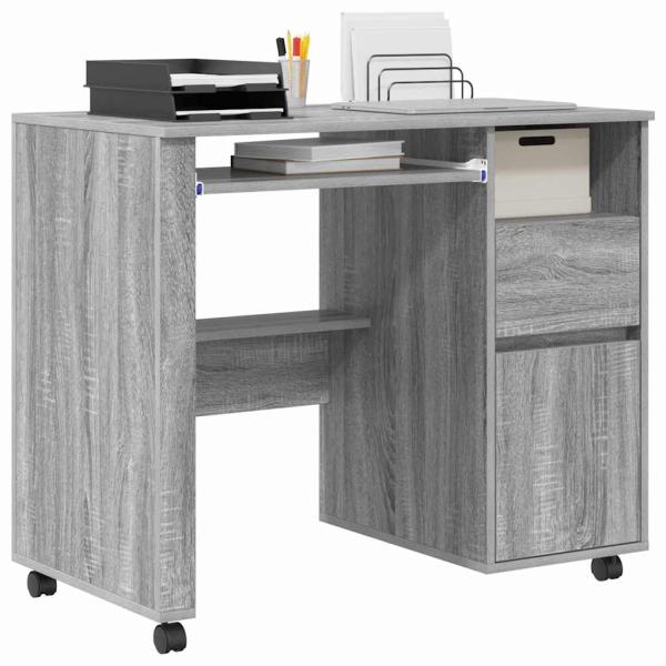 Tisch mit Rädern Graues Sonoma Holzwerkstoff 91 x 50 x 77 cm