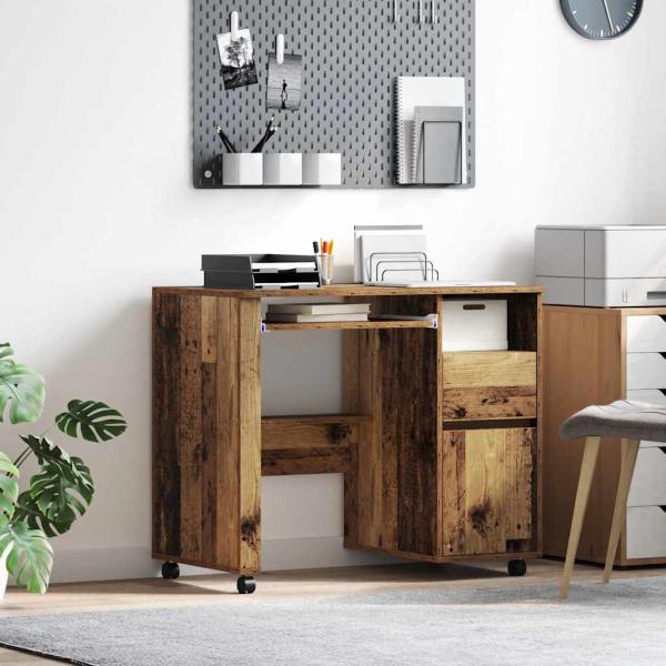 ARDEBO.de - Tisch mit Rädern Altholz Holzwerkstoff 91 x 50 x 77 cm