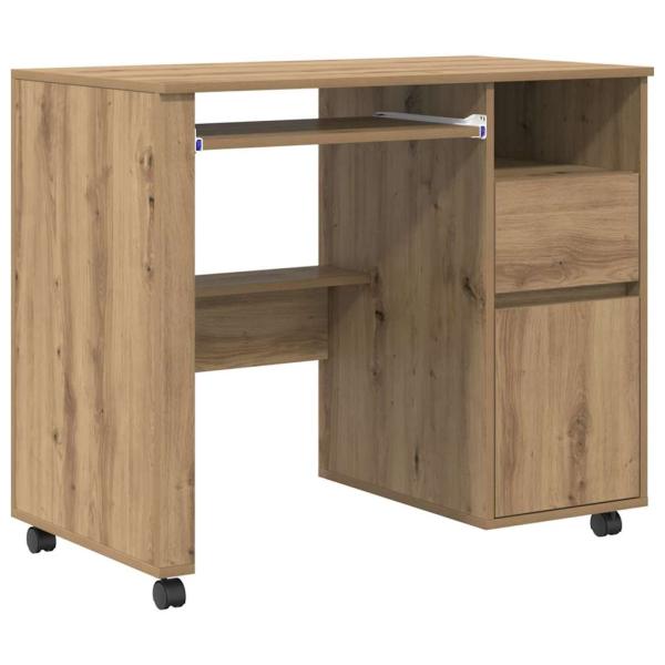 Tisch mit Rädern Artisan-Eiche Holzwerkstoff 91 x 50 x 77 cm