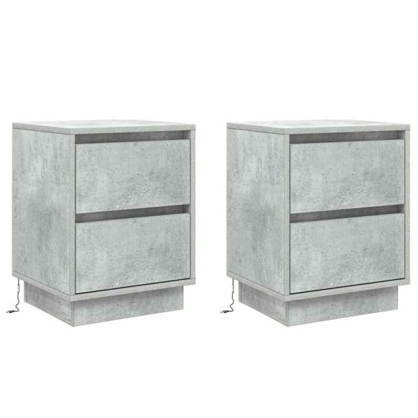 Nachttisch 2 stk. Beton Grau 39 x 34,5 x 50 cm Holzwerkstoff