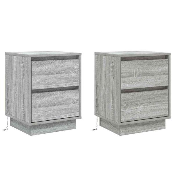 Nachttisch 2 stk. Grau 39 x 34,5 x 50 cm Holzwerkstoff