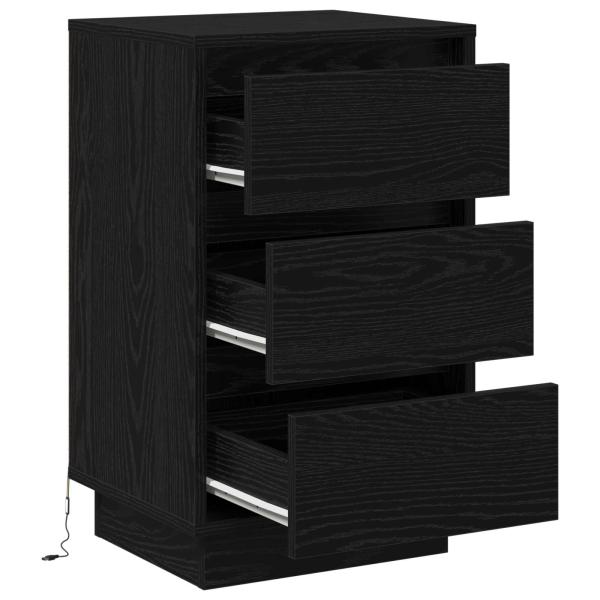 Nachttisch Schwarz Eichen-Optik 39 x 34,5 x 65 cm Holzwerkstoff