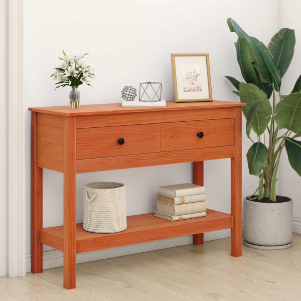 ARDEBO.de - Konsolentisch Wachsbraun 100 x 35 x 75 cm Massives Kiefernholz
